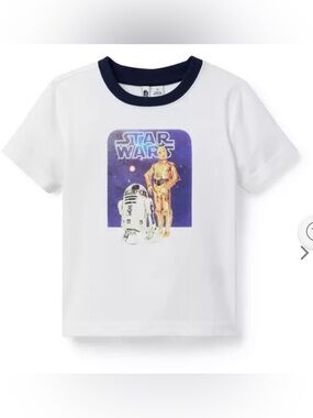 Janie and Jack STAR WARS Droid Tee White Tee with Navy Trim NWTs Size 6